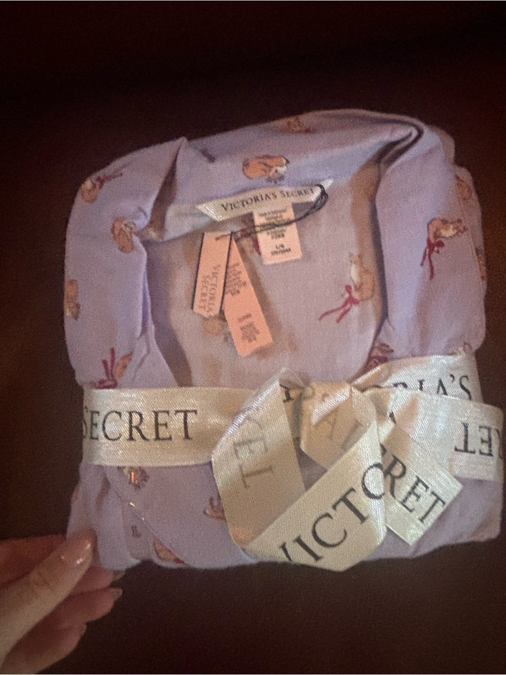 Victoria's Secret Lavender Fox Print Flannel Pajama Set